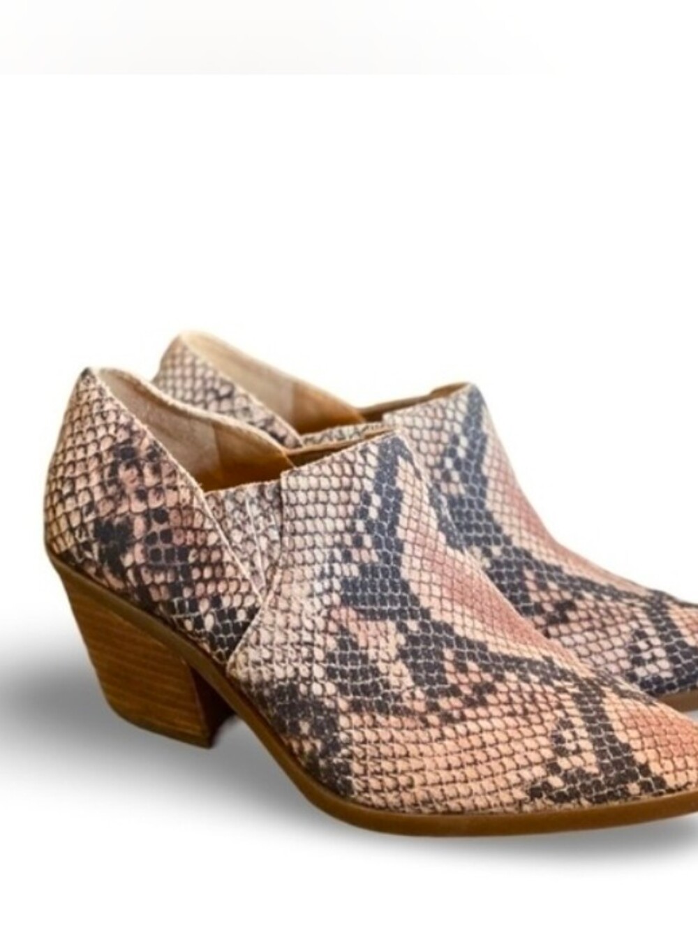 Lucky Brand Wild West Tabea Leather Snake Print Ankle Boots Size 7.5